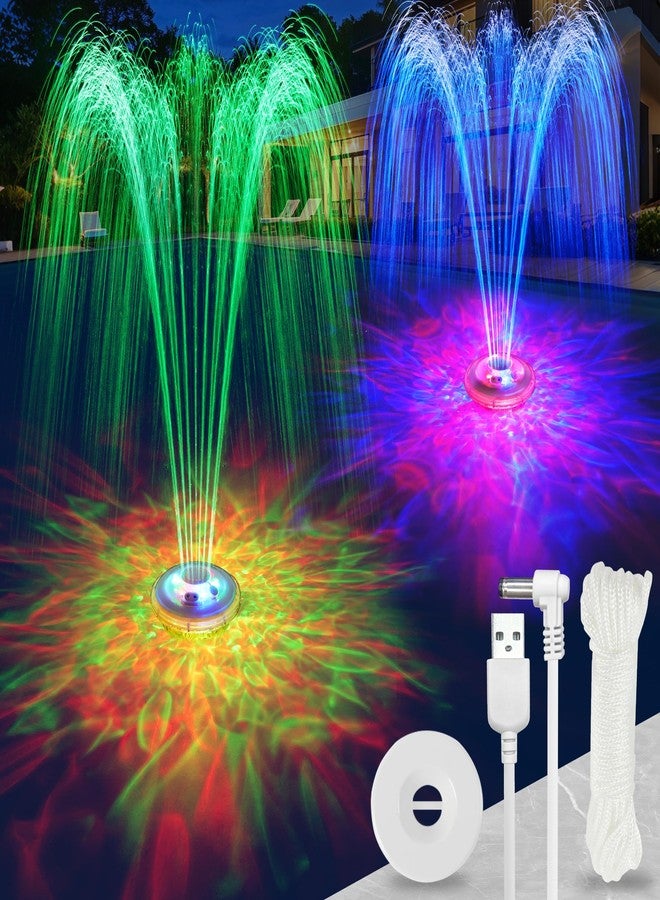 AearKing Upgraded Floating Pool Fountain, Pool Fountain with Lights, Above Ground Pool Water Fountains Pump with Anchor and Rope, Swimming Pool Fountains for Inground Pools-White-1pk - Image 1