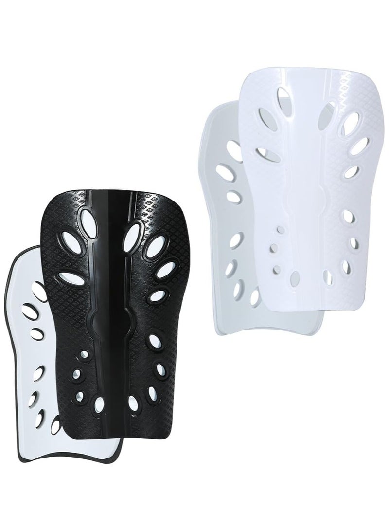 Generic 4PCS Football Ultra Mini Leg Guards, Breathable Leg Guards for Boys, Girls, Teenagers, Adults, Lightweight Football Equipment for Men and Women, Cushioning Protection, Lightweight and Comfortable (Black/White) - Image 1