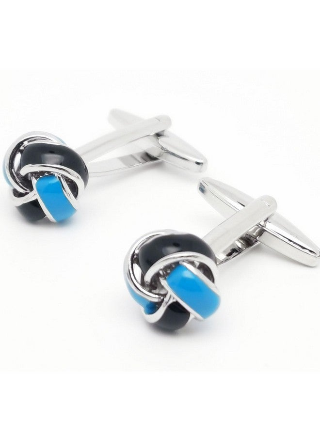 Jonwo Black And Blue Knot Cuff Links For French Tuxedo Shirt Stainless Brass Metal Shirt Buttons Cufflinks Anniversary In Gift Box - Image 5