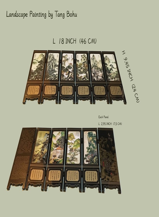 APERFECT Decorations for The Home, 6 Panel Divider, Mini Folding Screen, Chinese Lacquerware, Mini Desktop Folding Screen, Feng Shui Ornaments, Oriental Gift, Business Gift - Image 2