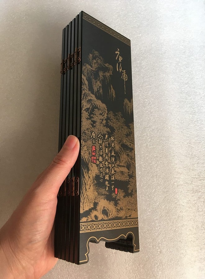 APERFECT Decorations for The Home, 6 Panel Divider, Mini Folding Screen, Chinese Lacquerware, Mini Desktop Folding Screen, Feng Shui Ornaments, Oriental Gift, Business Gift - Image 3