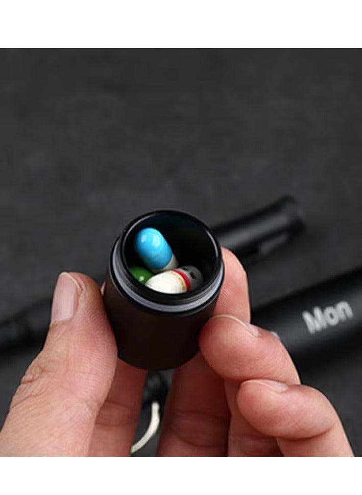 علبة حبوب معدنية صغيرة محمولة مقاومة للماء من الألومنيوم لتنظيم الحبوب، سلسلة مفاتيح، زجاجة حبوب منع الحمل في الهواء الطلق، حلقة مفاتيح، حامل حبوب مساعدة صغير، حاوية حبوب منع الحمل للرحلات اليومية و - Image 5