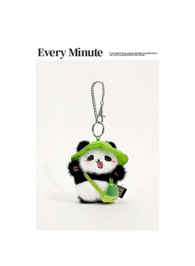 Cartoon Outing Bamboo Shoot Backpack Giant Panda Plush Doll Pendant Cute Couple Backpack Small Pendant Gift-Specifications:Pink Flower Bag Set-big Panda Pendant  - Image 2