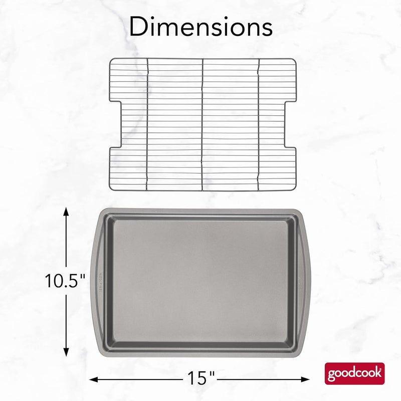 GoodCook 15” x 10.5” Nonstick Carbon Steel Baking Pan & Raised Wire Rack – Pizza Crisper, Crispy Bacon, Multipurpose Cooking Sheet Pan, Cooling Rack, Kitchen Cookware Set, Dishwasher Safe - Image 5