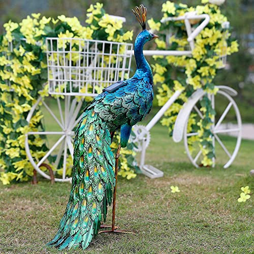 chisheen Outdoor Solar Peacock Statue Garden Decor for Outside Metal Yard Art Outdoor Decoration for Lawn Backyard Party Wedding Mother's Day Gardening Gifts for Women - Image 2