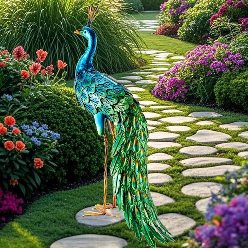 chisheen Outdoor Solar Peacock Statue Garden Decor for Outside Metal Yard Art Outdoor Decoration for Lawn Backyard Party Wedding Mother's Day Gardening Gifts for Women - Image 3