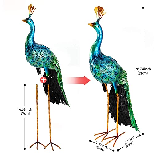 chisheen Outdoor Solar Peacock Statue Garden Decor for Outside Metal Yard Art Outdoor Decoration for Lawn Backyard Party Wedding Mother's Day Gardening Gifts for Women - Image 5