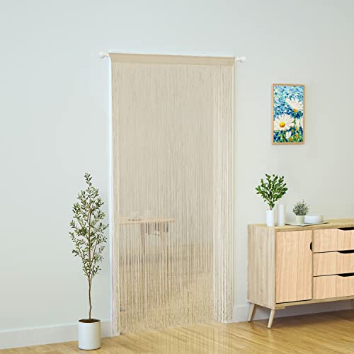 YaoYue Doorway String Curtain Door Curtains,Boho Hippie Hanging Patio Tassels Screen Living Room Decor Bedroom Wall Window Closet Kitchen Fringe Divider Panel Tapestry (39×79in/100×200cm, Champagne) - Image 2
