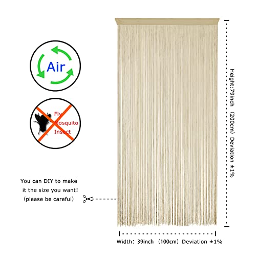 YaoYue Doorway String Curtain Door Curtains,Boho Hippie Hanging Patio Tassels Screen Living Room Decor Bedroom Wall Window Closet Kitchen Fringe Divider Panel Tapestry (39×79in/100×200cm, Champagne) - Image 5
