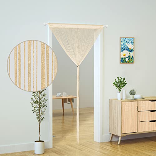 YaoYue Doorway String Curtain Door Curtains,Boho Hippie Hanging Patio Tassels Screen Living Room Decor Bedroom Wall Window Closet Kitchen Fringe Divider Panel Tapestry (39×79in/100×200cm, Champagne) - Image 3