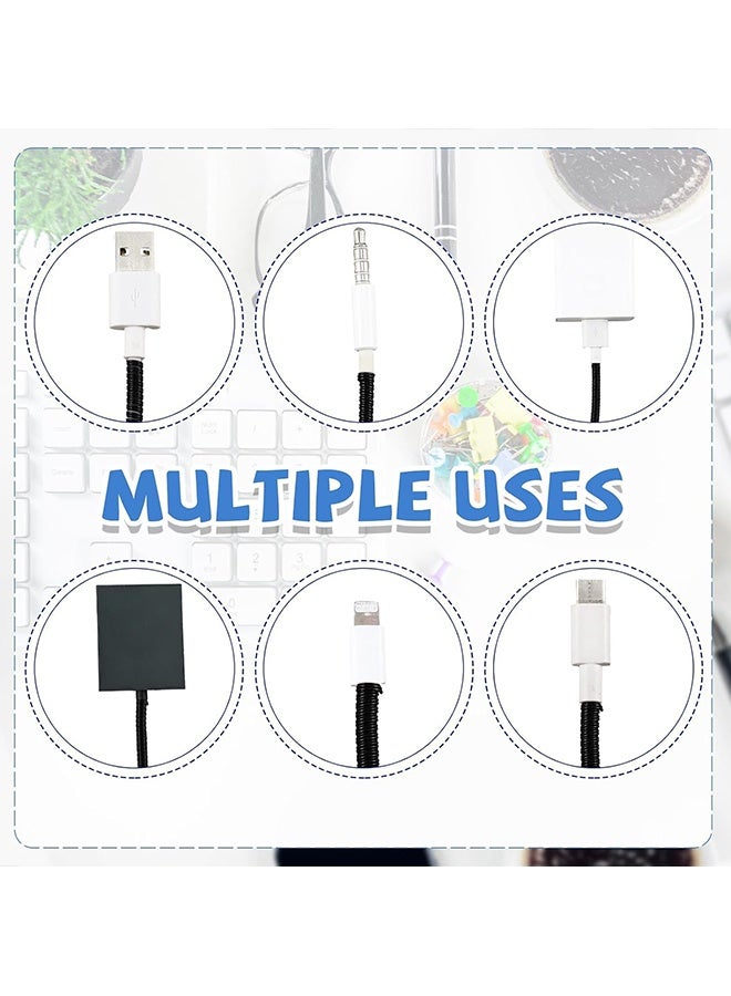 Wffo 5 Pcs - Flexible Spiral Cable Sleeve Protector - Charging Cord Saver - Shearable Flexible Cable Bundle - Prevent Cat Bites and Cable Breaks - Flexible Spiral Protection for Phone and Charging Cable - Suitable for PC, TV, Computer, Cell Phone, etc（Black/140cm） - Image 3