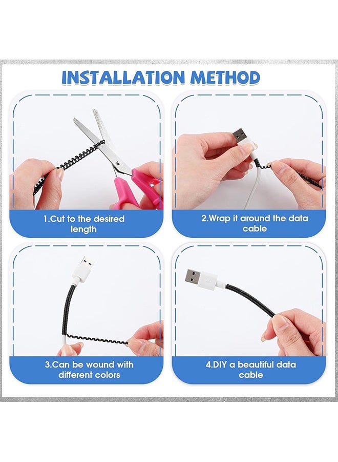 Wffo 5 Pcs - Flexible Spiral Cable Sleeve Protector - Charging Cord Saver - Shearable Flexible Cable Bundle - Prevent Cat Bites and Cable Breaks - Flexible Spiral Protection for Phone and Charging Cable - Suitable for PC, TV, Computer, Cell Phone, etc（Black/140cm） - Image 5