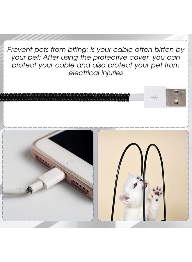 Wffo 5 Pcs - Flexible Spiral Cable Sleeve Protector - Charging Cord Saver - Shearable Flexible Cable Bundle - Prevent Cat Bites and Cable Breaks - Flexible Spiral Protection for Phone and Charging Cable - Suitable for PC, TV, Computer, Cell Phone, etc（Black/140cm） - Image 4
