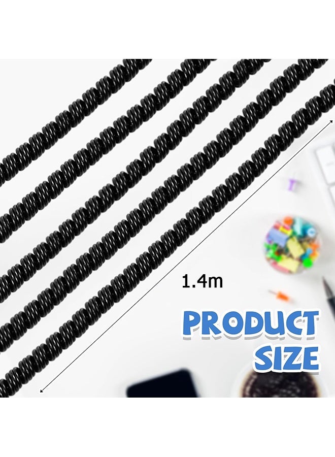 Wffo 5 Pcs - Flexible Spiral Cable Sleeve Protector - Charging Cord Saver - Shearable Flexible Cable Bundle - Prevent Cat Bites and Cable Breaks - Flexible Spiral Protection for Phone and Charging Cable - Suitable for PC, TV, Computer, Cell Phone, etc（Black/140cm） - Image 2