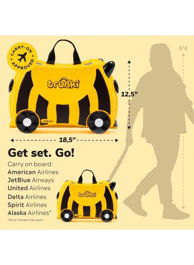 trunki Trunki Ride-On Kids Suitcase | Tow-Along Toddler Luggage | Carry-On Cute Bag with Wheels | Kids Luggage and Airplane Travel Essentials: Bernard Bee Yellow  - Image 2