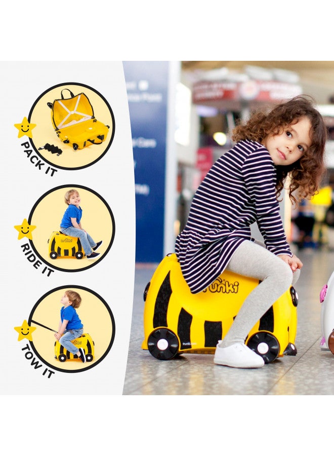 trunki Trunki Ride-On Kids Suitcase | Tow-Along Toddler Luggage | Carry-On Cute Bag with Wheels | Kids Luggage and Airplane Travel Essentials: Bernard Bee Yellow  - Image 3
