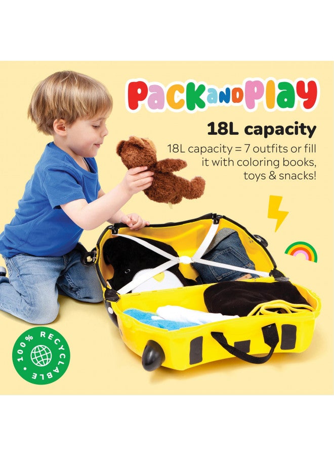 trunki Trunki Ride-On Kids Suitcase | Tow-Along Toddler Luggage | Carry-On Cute Bag with Wheels | Kids Luggage and Airplane Travel Essentials: Bernard Bee Yellow  - Image 4