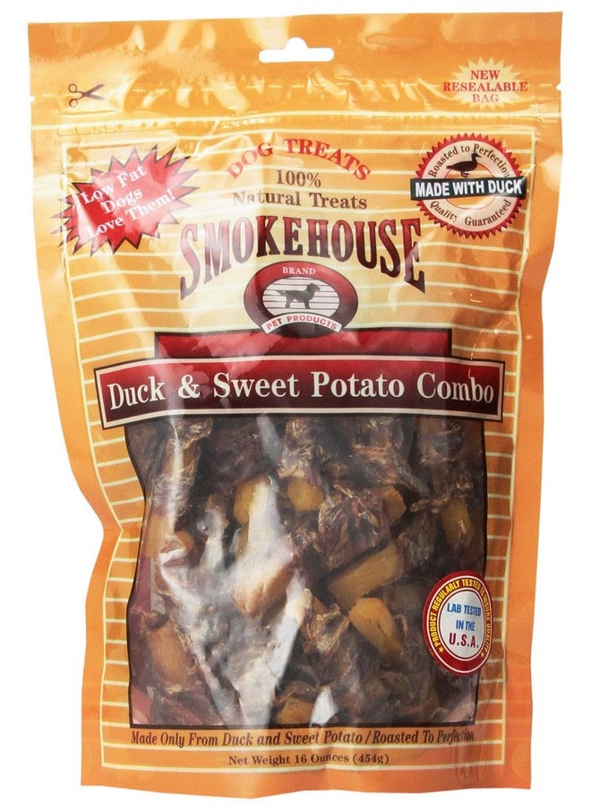 مكافآت الكلاب من Smokehouse المصنوعة من البط والبطاطا الحلوة الطبيعية بنسبة 100%، 16 أونصة  - Image 1
