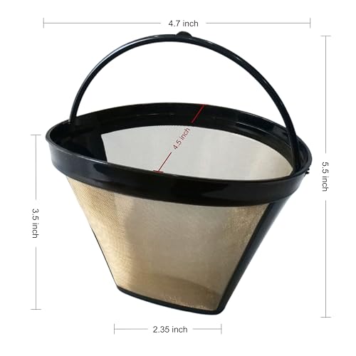 TRONMEI Reusable Coffee Filter #4 Cone for 8-12 Cup, for Ninja & Cuisinart Coffee Makers, Permanent Basket with Stainless Steel Mesh, BPA-Free (1-Pack) - Image 2