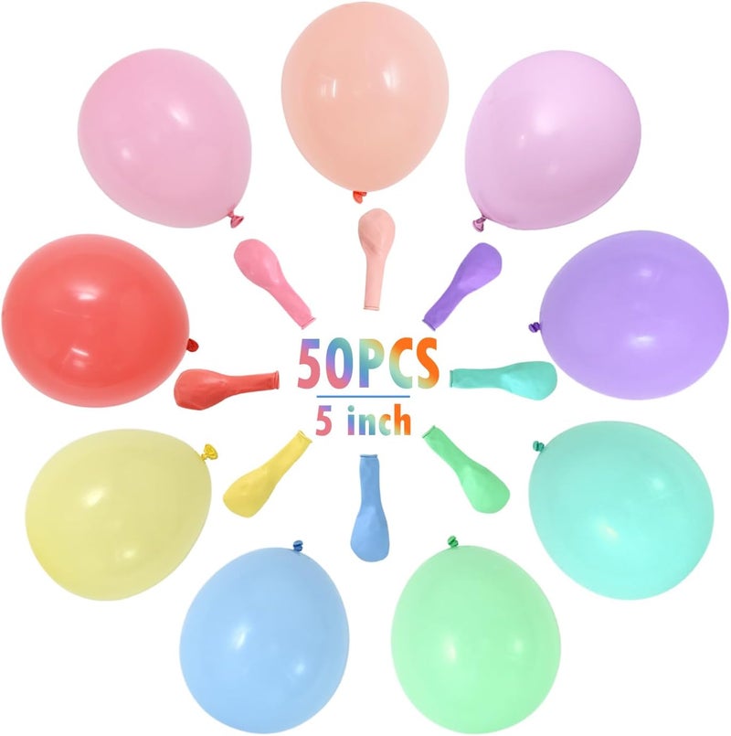 BEISHIDA 50Pack 5 Inch Pastel Balloons Thick Mixed Color Balloon MultiColored Macaron Mixed Color Latex Balloons for Birthday Wedding Reception Engaged Baby Bridal Gift Party Decorations - Image 1