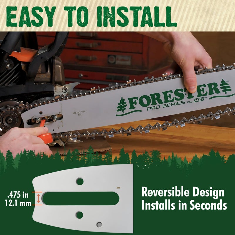 FORESTER 20" Replacement Chainsaw Bar & Chain Combo - 20in Length, 3/8â€ Pitch, .050 Gauge, D025 Mount, 72 Drive Link - Replacement Chain Saw Parts Kit For Stihl - Image 4