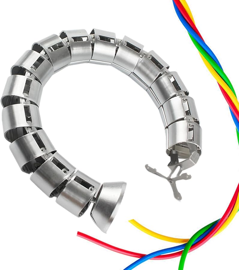 Silver Square Cable Sleeve Flexible Snake Shape Wire Protector Tubing For PC TV Phone Laptop - Image 1