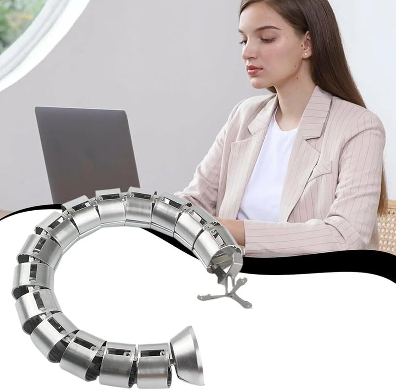 Silver Square Cable Sleeve Flexible Snake Shape Wire Protector Tubing For PC TV Phone Laptop - Image 3