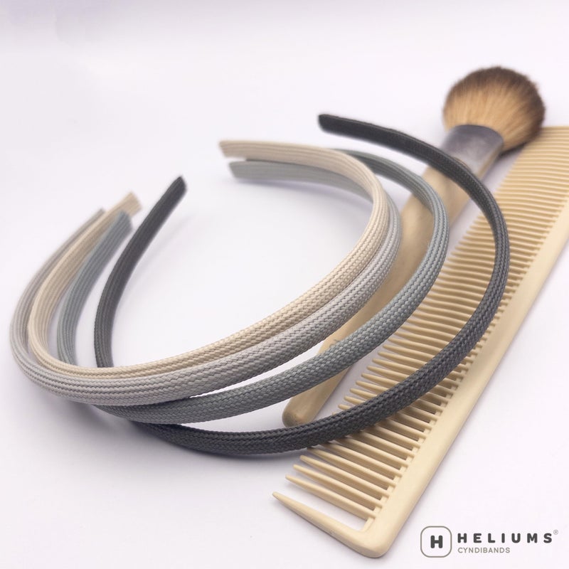 Heliums Thin Headbands - 8mm Skinny Headband for Women, 4 Count, Comfortable Narrow Hair Bands Blend with Hair Color (Dark Grey, Light Gray, Off White) - Image 5