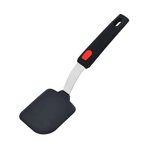 UNIQUE CART® Flexible Silicone Spatula Turner, Heat Resistant Silicone Turner for Non-Stick Cookware, Ideal for Flipping Eggs, Burgers, Pancakes, 11.8 x 2.4 in, Black - Image 1
