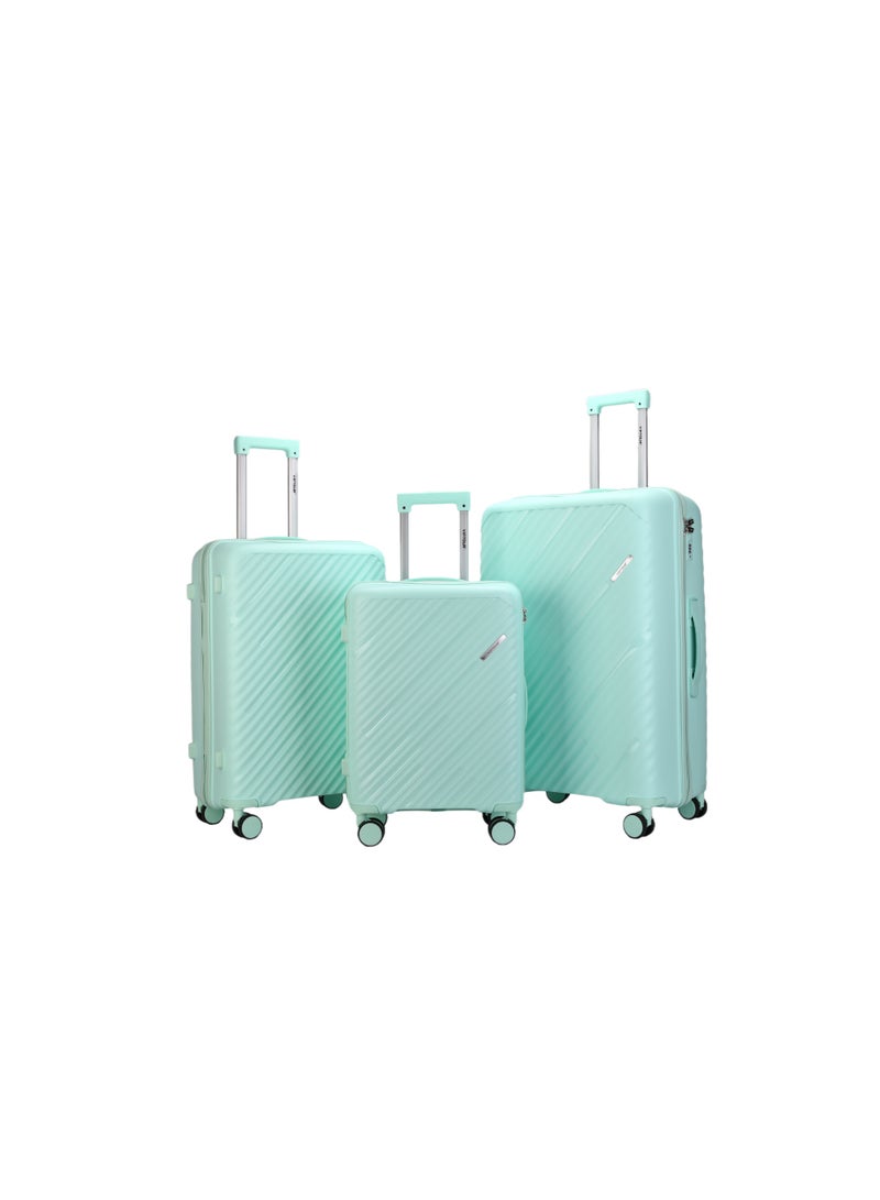 فيبتور طقم حقائب سفر صلبة دوارة مكون من 3 قطع مع قفل TSA - مصنوع من مادة البولي بروبيلين المتينة، بعجلات مزدوجة تدور 360 درجة، ومقبض من الألومنيوم