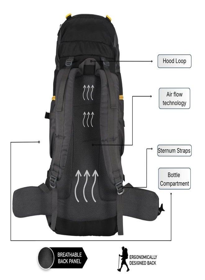 إمبلس حقيبة ظهر إمبلس، سعة 80 لترًا، حقيبة سفر للرجال، حقيبة سياحية، حقيبة ظهر للسفر، حقيبة للمشي والتخييم، حقيبة للرجال، لون أسود منحني مع ضمان لمدة عام واحد | أسود - Image 5