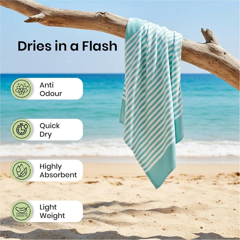 Mush منشفة شاطئ من الخيزران قابلة للحمل | منشفة استحمام 100% من الخيزران للشاطئ، والمشي، والرحلات | منشفة مدمجة مع حقيبة سفر | 60x120 سم، 250 غم/م² سريعة الجفاف، خفيفة الوزن ومقاومة للرمال | أكوا - Image 3