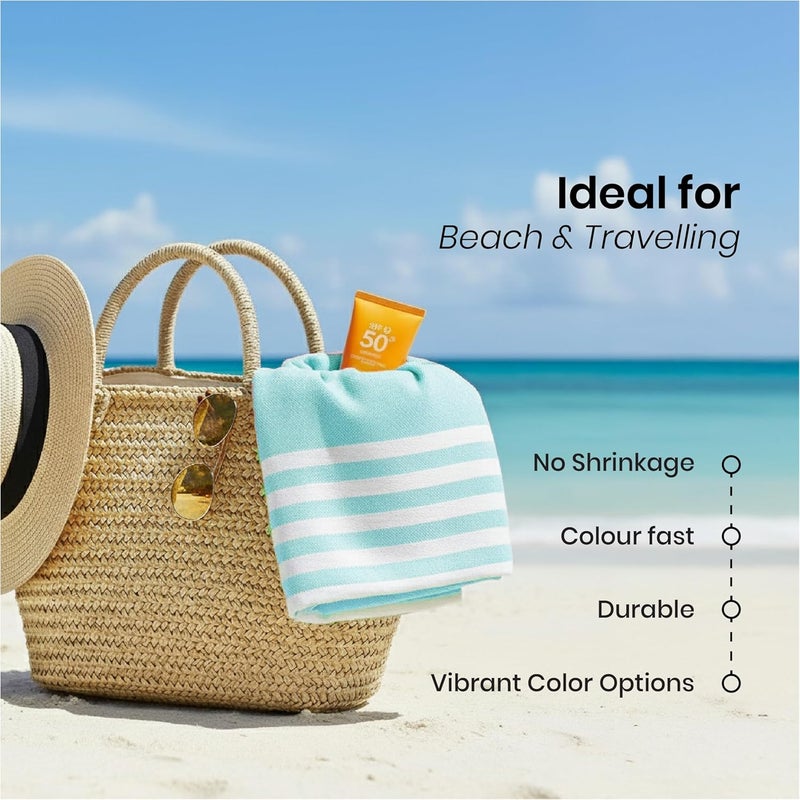 Mush منشفة شاطئ من الخيزران قابلة للحمل | منشفة استحمام 100% من الخيزران للشاطئ، والمشي، والرحلات | منشفة مدمجة مع حقيبة سفر | 60x120 سم، 250 غم/م² سريعة الجفاف، خفيفة الوزن ومقاومة للرمال | أكوا - Image 4