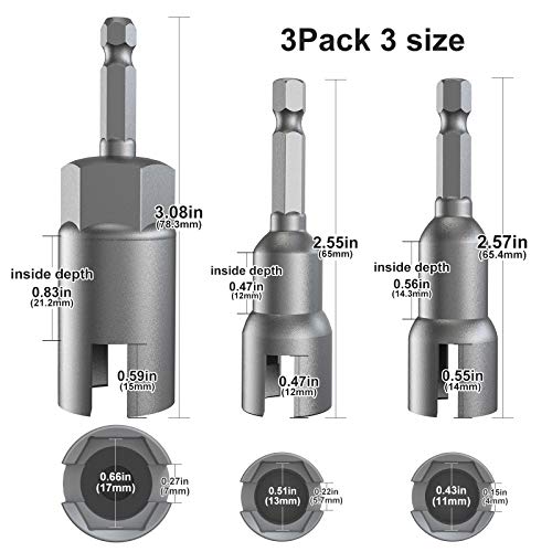ZUSFUL 3 Pack 1/4" Hex Shank，Power Wing Nut Driver Set,Slot Wing Nuts Drill Bit Socket Wrenches Tools Set, Drills Bits for Panel Nuts Screws Eye C Hook Bolt - Image 2