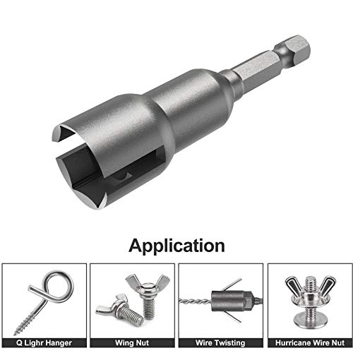 ZUSFUL 3 Pack 1/4" Hex Shank，Power Wing Nut Driver Set,Slot Wing Nuts Drill Bit Socket Wrenches Tools Set, Drills Bits for Panel Nuts Screws Eye C Hook Bolt - Image 4