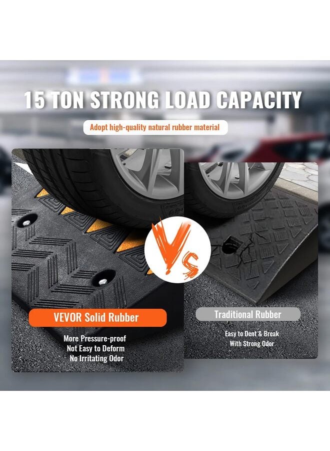 منحدران للسيارات بارتفاع 5.9 بوصة، منحدر مطاطي متين، منحدر ممرات، 8818 رطل، منحدر عتبة محكم، مناسب للسيارات/الكراسي المتحركة/جزازات العشب، لا يتطلب حفرًا أرضيًا (19.6 بوصة × 19.6 بوصة × 5.9 بوصة) - Image 5