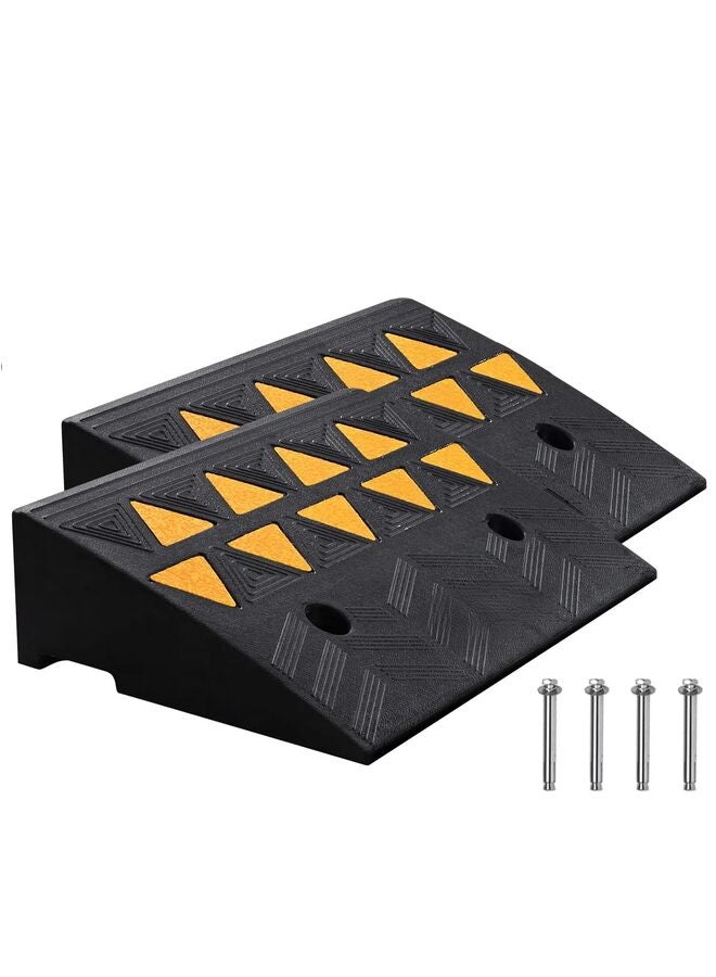 منحدران للسيارات بارتفاع 5.9 بوصة، منحدر مطاطي متين، منحدر ممرات، 8818 رطل، منحدر عتبة محكم، مناسب للسيارات/الكراسي المتحركة/جزازات العشب، لا يتطلب حفرًا أرضيًا (19.6 بوصة × 19.6 بوصة × 5.9 بوصة) - Image 1