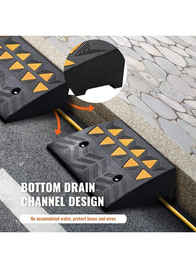 منحدران للسيارات بارتفاع 5.9 بوصة، منحدر مطاطي متين، منحدر ممرات، 8818 رطل، منحدر عتبة محكم، مناسب للسيارات/الكراسي المتحركة/جزازات العشب، لا يتطلب حفرًا أرضيًا (19.6 بوصة × 19.6 بوصة × 5.9 بوصة) - Image 2