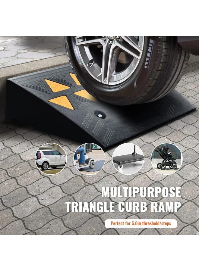 منحدران للسيارات بارتفاع 5.9 بوصة، منحدر مطاطي متين، منحدر ممرات، 8818 رطل، منحدر عتبة محكم، مناسب للسيارات/الكراسي المتحركة/جزازات العشب، لا يتطلب حفرًا أرضيًا (19.6 بوصة × 19.6 بوصة × 5.9 بوصة) - Image 4
