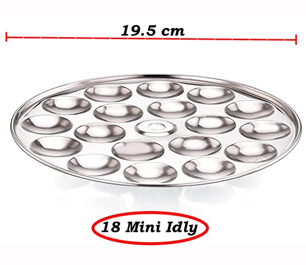 Prithi Home's and Kitchen Prithi Home's and Kitchen thick Gauge Special Mini Idli Maker Stainless Steel | Mini Idli Plate, 1-Pieces, 18 Idlis/Plate 19.5 cm Diameter - Image 3