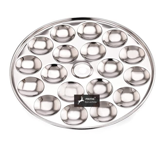 Prithi Home's and Kitchen Prithi Home's and Kitchen thick Gauge Special Mini Idli Maker Stainless Steel | Mini Idli Plate, 1-Pieces, 18 Idlis/Plate 19.5 cm Diameter - Image 1