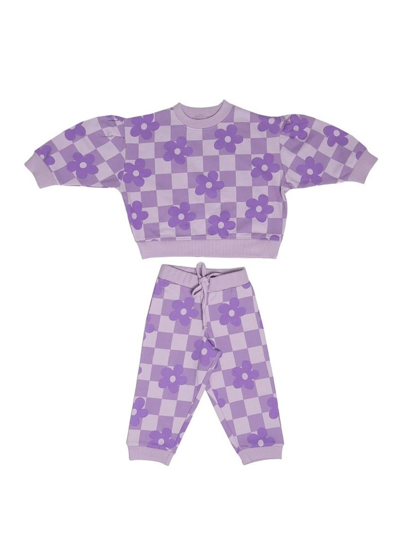 AIKO - Girls Sweat Top and Jogger Set with Floral Print  9-10 Years - Image 1