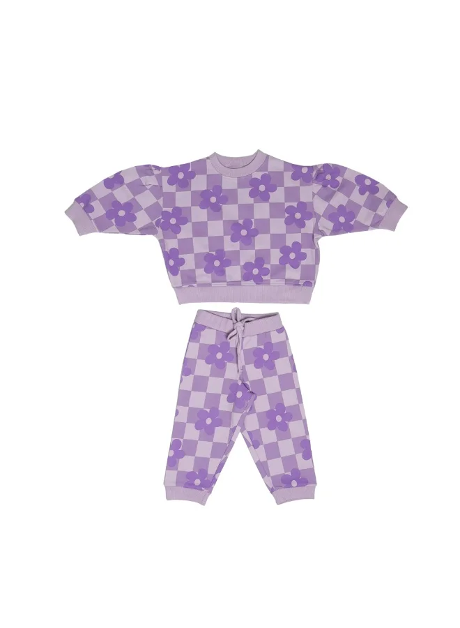 ايكو AIKO - Girls Sweat Top and Jogger Set with Floral Print