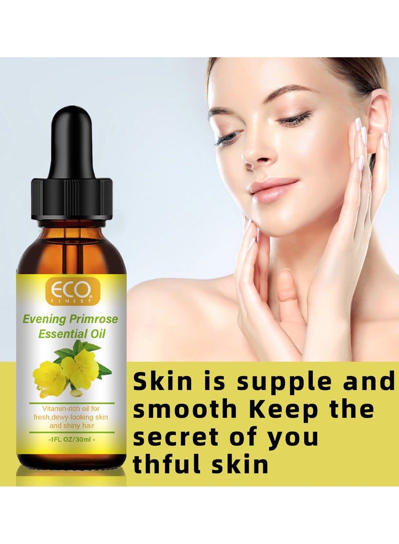 ECO زيت زهرة الربيع المسائية العضوي للوجه، غني بالفيتامينات، ترطيب عميق، مضاد للشيخوخة، يقلل من الخطوط الدقيقة والتجاعيد، يحسن البشرة والشعر، يعزز صحة الشعر، بشرة جميلة، ودعم الأظافر، مكمل غذائي 30 مل - Image 1