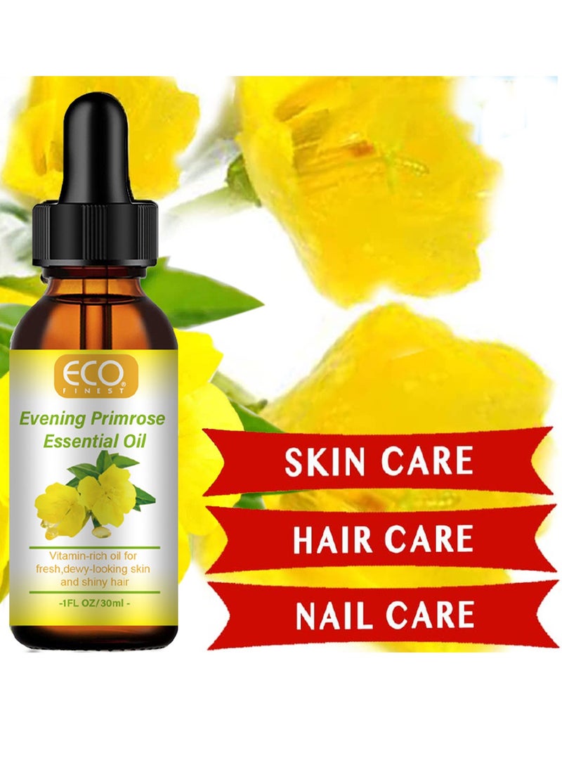 ECO زيت زهرة الربيع المسائية العضوي للوجه، غني بالفيتامينات، ترطيب عميق، مضاد للشيخوخة، يقلل من الخطوط الدقيقة والتجاعيد، يحسن البشرة والشعر، يعزز صحة الشعر، بشرة جميلة، ودعم الأظافر، مكمل غذائي 30 مل - Image 3