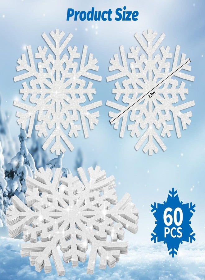 AimFun 60Pcs Snowflake Paper Placemats Christmas Sliver Glitter Disposable Place Mats Winter Round Sparkle Decorative Table Chargers Xmas Snowflake Decoration for Holiday Festival Dining Tableware - Image 2