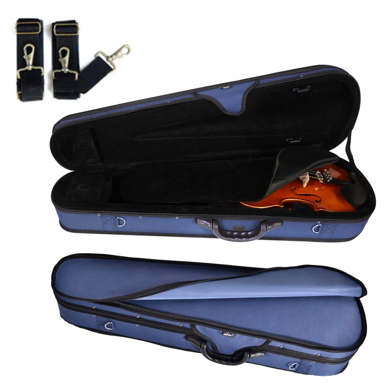adm 44 Full Size Violin Hard Case Basic Professional Triangular Shape Backpack Super Light Suspension Blue