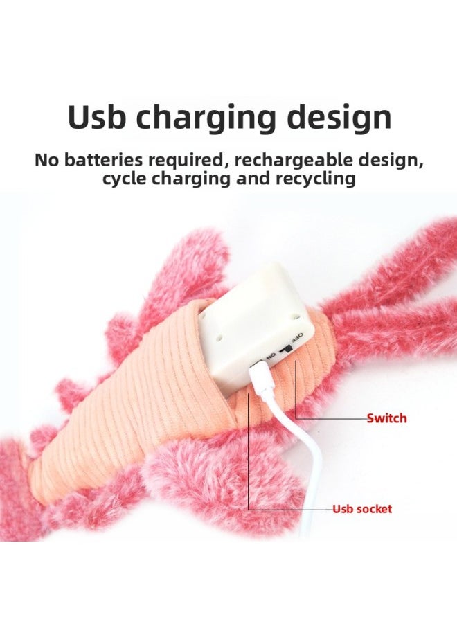null - Extranet With Big Lobster Jumping Shrimp Simulation Will Move Bite-resistant USB Charging Pet Cat Dog Self-hi Artifact-Color:Rechargeable Jumping Shrimp [lotus Color] - Image 1