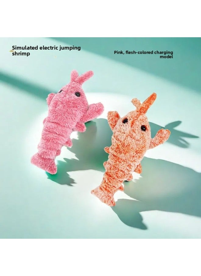 null - Extranet With Big Lobster Jumping Shrimp Simulation Will Move Bite-resistant USB Charging Pet Cat Dog Self-hi Artifact-Color:Rechargeable Jumping Shrimp [lotus Color] - Image 1