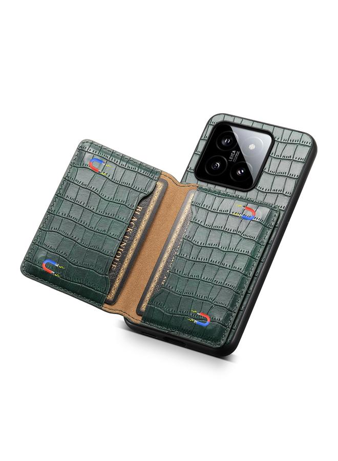 إيروريكس جراب لهاتف Xiaomi 14 بتصميم حقيبة بطاقات من نسيج التمساح مع تغطية كاملة - Image 5